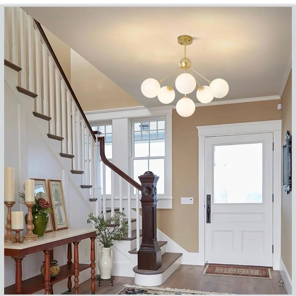 Elegant Gold and White Chandelier